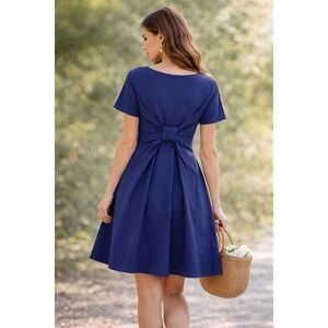 Vineyard Vines Navy Blue Bow Back Short Sleeve Dress Size L Spring Summer